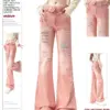 Women Pink Star Jeans Harajuku Y2k 90s Aesthetic High Waist Ripped Denim Trouser Korean Jean Pants Vintage 2000s Trashy Clothes