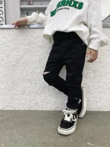 2022 Kids Boys Jeans Fashion Clothes Casual Pants Denim Clothing Children Baby Boy Popular Cowboy Long Trousers - Image 2