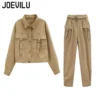 JOEVILU 2PCS Streetwear Tracksuit Cargo Coat Casual Pants 2 Piece Sets Women's Outfits Spring and Autumn Korean Fashion Y2k Suit - Image 6