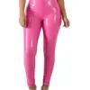 Latex Pu Leather Pants Women Pink Black Tight Trousers Streetwear Fashion High Waist Pencil Pant Female Slim Bottoms