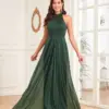 Lucyinlove Luxury Sleeveless Green Chiffon Formal Evening Dress For Women 2024 Elegant Party Maxi Aline Prom Arabia Cocktail Gow