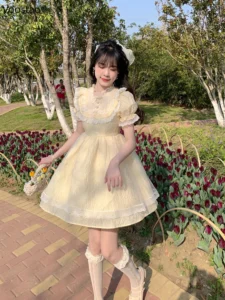 Summer Sweet Lolita Style Princess Dress Women Elegant Chic Puff Sleeve Lace Ruffles Kawaii Mini Dresses Korean Girly Vestidos - Image 6