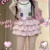 Pink Skirt Sweet High Waist Japanese Y2k Kawaii Clothes Fold Punk Cute Lolita Sexy Cute 2024 Mini Skirts Cutecore Girl Skirt 90s