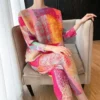 ALSEY Miyake Loose High Printing Two Piece Set Fall Spring Summer New Pleated Plus size Korean long sleeve top Simple Trousers - Image 5