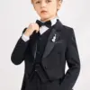 Boys Black 007 Piano Photography Suit Kids Party Ceremony Costume Children Birthday Wedding Prom Eve Performance Tuxedo Dress