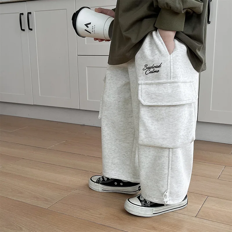 Children Clothing 2024 Spring Korean Style Baby Casual Pants Korean Style Letter Embroidery All Match Boy Casual Sweatpants