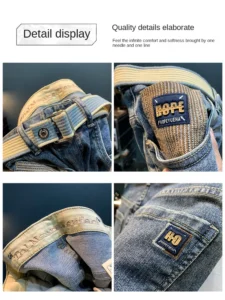 High End Light Luxury Jeans For Men New Fashion Trend Washed Slightly Loose Straight Fit Casual Cotton Blue Street Denim Pant - Image 5