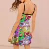 Panels Crazy Colorful Girly Comic Book Pop Art Strappy Dress Women's Sling Dress Graphic Cool Sexy Parties Funny Geek Woman's - Image 2