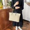 Summer Vacation Style Grass Woven Shoulder Bag Art Retro High Quality Beach Woven Bag Leisure Large Capacity Women's Tote Bag - Image 2