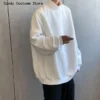 Pullover Oversize Hoodies Solid Color Fleece Hoodie Men Korean Fashion Casual Stand-up Collar Sweatshirt Men Streetwear Hip-hop - Image 5