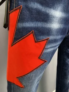 2024 Spring/Summer New D2 Jeans Water Wash Worn Hole Patch Car Line Zipper Decoration Small Feet Blue denim Pants for Men - Image 2