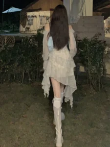 2023 Summer Long Sleeve Floral Fairy Dress Woman Beach Elegant Party Mini Dresses Casual Vintage One Piece Dress Korean Fashion - Image 5