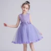 Girls' Dresses New In Weddings Party Flower Children Evening Elegant Lilac Dress 3 5 7 To 11 12 Years Baby Girly Clothes Costume - Image 3