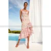 Niche resort style heavy cut-out embroidery waisted bubble sleeve dress patchwork style fishtail dresses - Image 2