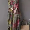 ZANZEA Bohemian Vintage Robe Women Maxi Long Dress Elegant Floral Printed Sundress Causal Loose Cotton Vestidos Autumn Dresses