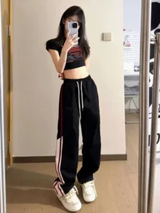 Cargo Pants Women Mid Waist Panelled Baggy Trendy Streetwear Temperament Korean Style Hip Hop Fitness Ankle Length Spring Summer - Image 2