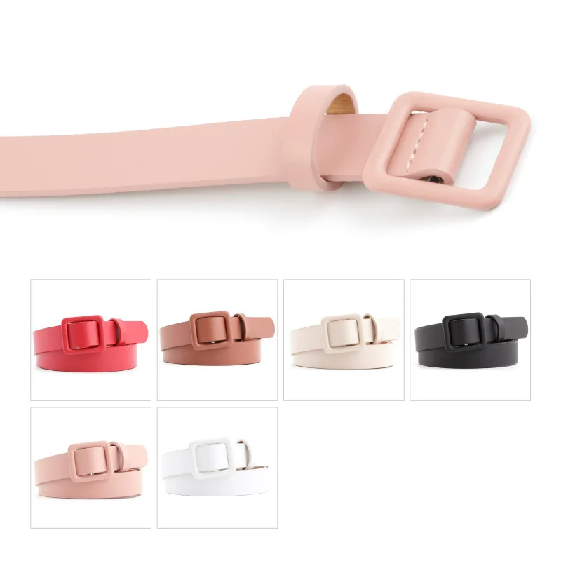 Creative Women Square Buckle Perforated Free Decorative Belt Ladies PU Waist Belt Dress Skirt Clothes Accessories
