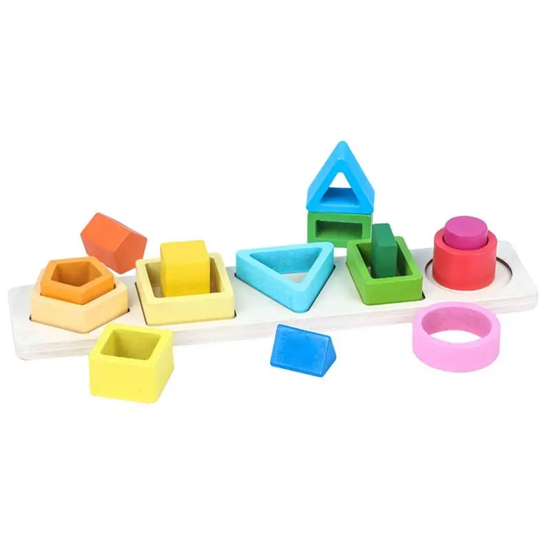 Stacking Toys For Toddlers Shape Matching Toys Color Recognition Sorter Early Educational Block Puzzles Toys For 4 5 6 Years Old