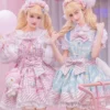 Lolita Sweet Cartoon Print Princess Dress Women Cute Bow Lace Party Strap Dresses Girly Harajuku Kawaii Y2k Mini Vestidos - Image 2