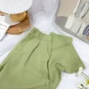 2024 Spring Summer Women Green Clothing Outfits Korean Lady Fashion Hollow Out Knit Tops Sling Vest High Waist Pants 3 Pcs Sets - Image 5