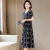 Summer Elegant Dresses for Women 2023 Casual Short Sleeve Vintage Print Ladies Floral Dresses Korean Style Summer Clothes - Image 6