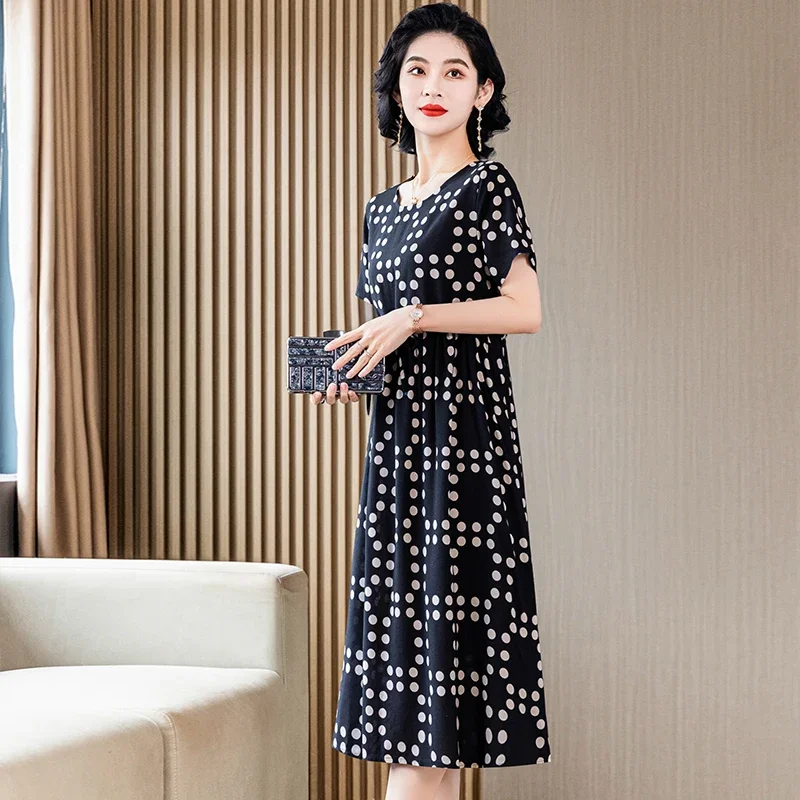 Summer Elegant Dresses for Women 2023 Casual Short Sleeve Vintage Print Ladies Floral Dresses Korean Style Summer Clothes - Image 6