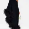 Elegant Long Black Evening Dresses With Feathers Sheath Floor Length Prom Dress Robe De Soirée For Women 2023