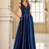 Lucyinlove Elegant Sequins Evening Dress For Women 2024 Deep V-neck Satin Prom Party Green Dress Floor Length Blue Formal Gowns