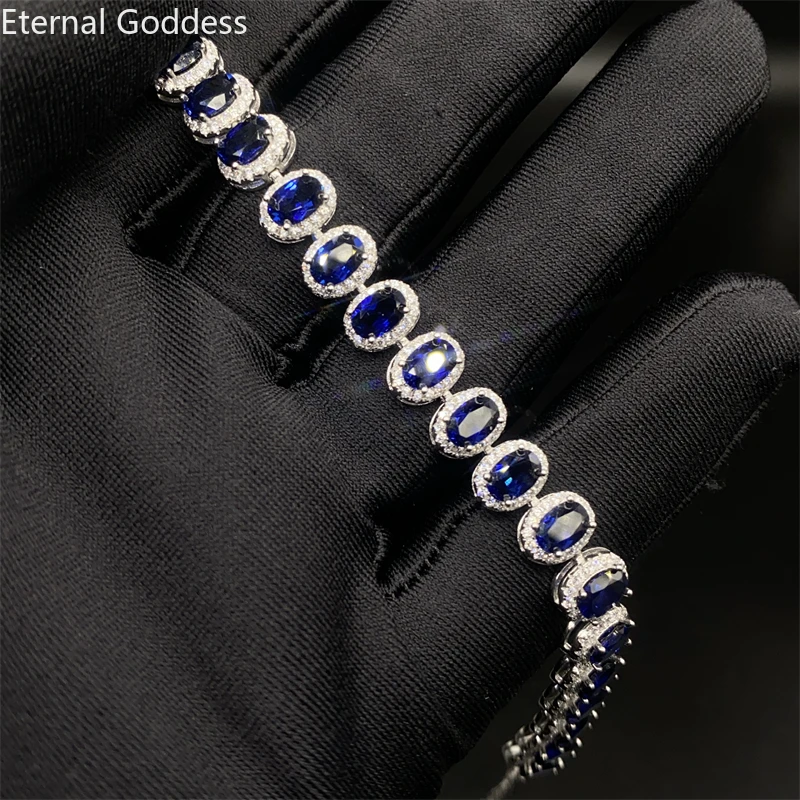 Jewelry Natural Sri Lankan Sapphire Bracelet Wedding Sapphire Silver Bracelet Women Romantic Gifts Bracelet for Women Luxury