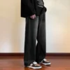 2024 New Men's Casual Long Jeans Korean Trendy Brand Loose Straight Leg Denim Pants Hip Hop Solid Color Trousers Streetwear - Image 4