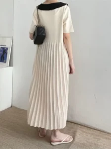 Summer Long Dress Women Print Fashion Ruffle Pleated Ladies Dresses Short Sleeve Korean Style Loose Casual Woman Dress - Image 6