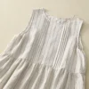 Cotton and linen striped sleeveless dresses female summer new Korean version of the retro literary temperament loose dresses - Image 3