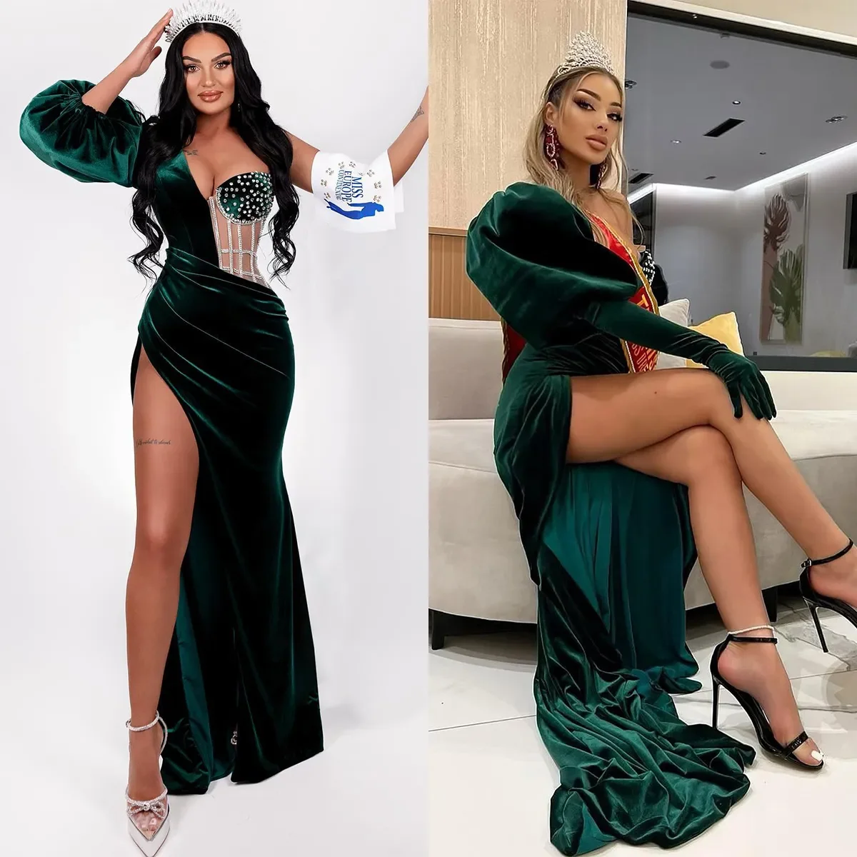 Luxury Ball Evening Dress Sexy V-neck backless slit with floor length Ladies skirt Cocktail Pageant Formal Occasion Party dress