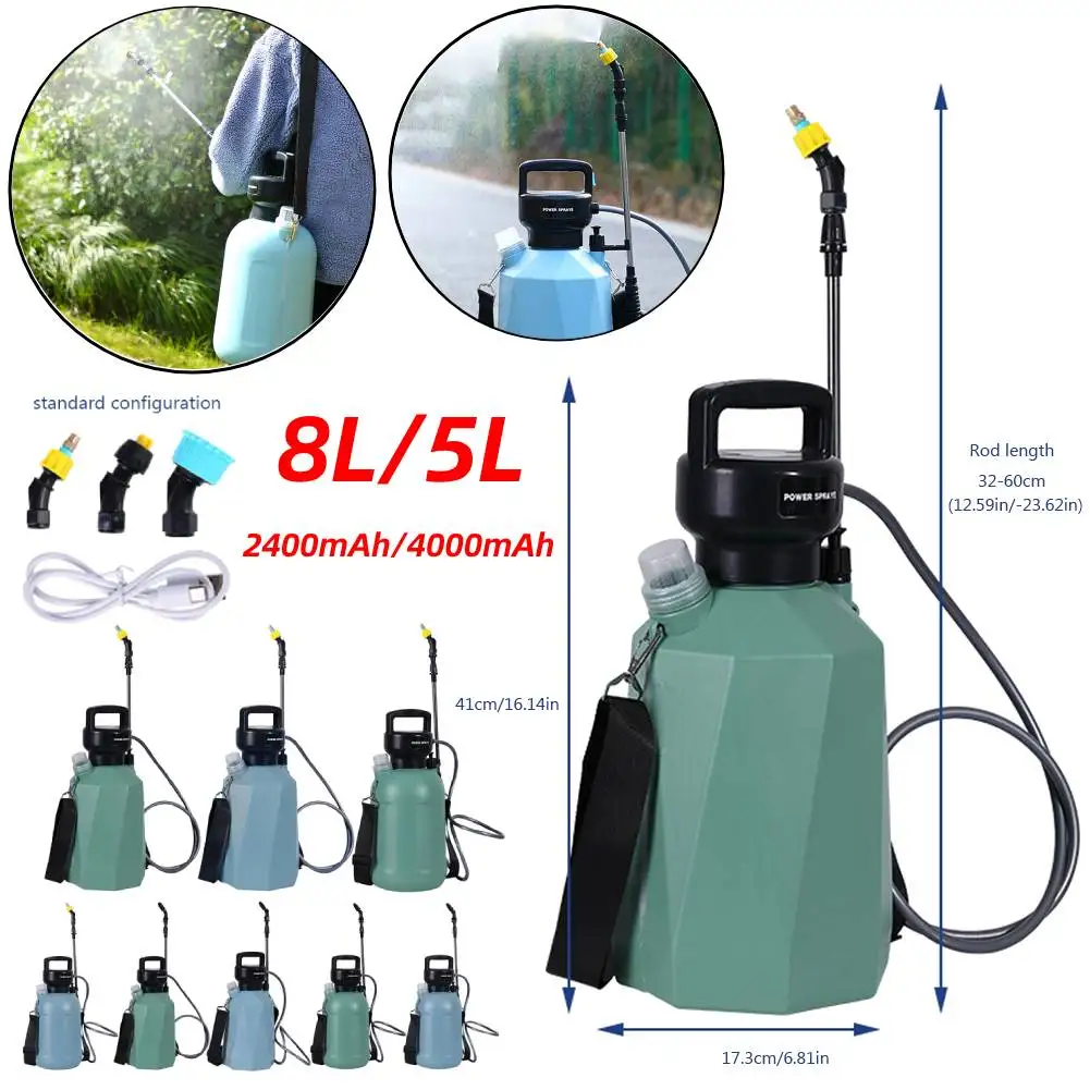 8L/5L Electric Sprayer Back Irrigation Sprayer Rechargeable High Pressure Atomizing Sprayer Agricultural Garden Irrigation Tool
