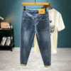 Trendy Printed Embroidered Slim Jeans Men's Summer Thin Stretch Breathable All-Match Casual Micro-Ha Stretch Small Straight-Leg - Image 5