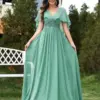 XUIBOL Elegant Chiffon Short sleeve Formal Evening Dresses Long 2024 Luxury Women Bridesmaid Party Dress Cocktail Prom Gowns