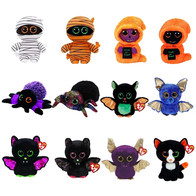Ty Big Eyes Healing Series Plush Toys Christmas Halloween Ghost Snowman Elk Animal Dolls Children Girl Gift Toys 15cm
