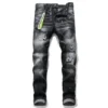 100Chareharper dsq1056 Ragged Splash Paint Men's Slim Ripped Stick Cloth Stretch Skinny Beggar Pants Italy High Quality Jeans - Image 2