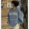 VIPOL Retro Hip Hop Letter Print Sweatshirt Women Korean Fashion Loose Oversized O-neck Long Sleeve Streetwear Y2k Hoodie Tops - Image 4