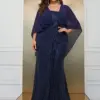 Plus Size Chiffon Shawl Elegant Sparkling Evening Dress 5XL 6XL Big Size Extra Long Banquet Party Cape Sequin Dress for Women