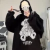 Cartoon Bear Hoodie Streetwear Hip Hop Women Amine Sweatshirts Casual Autumn High Street Hoodies Funny Harajuku Tops Male 2022 - Image 2