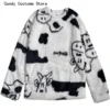 Man Oversize Sweatshirt Cartoon Hip Hop Cow Print Lamb Hair O-Neck Long Sleeve Sweatshirts Korean Fashion Clothes Streetwear - Image 5