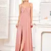 XUIBOL Luxury Sexy Suspenders Satin Evening Dresses Women Elegant New Pink Formal Dress Vacation Leisure Party Long Prom Gowns