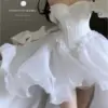 2024 Summer Elegant White Off Shoulder Fairy Dress Chic Princess Puff Dress Mesh Puff Dress robes du soir vestidos de fiesta