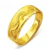 24k Gold Ring for Man Luxury Engraving Dragon Adjustable Ring Fashion Jewelry Male Two Color Yellow/White Gold Finger Ring Gift