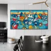 Colorful Pop Art Painting Cartoon Graffiti Canvas Painting Posters and Prints Wall Art Picture for Living Room Home Decor - Image 2