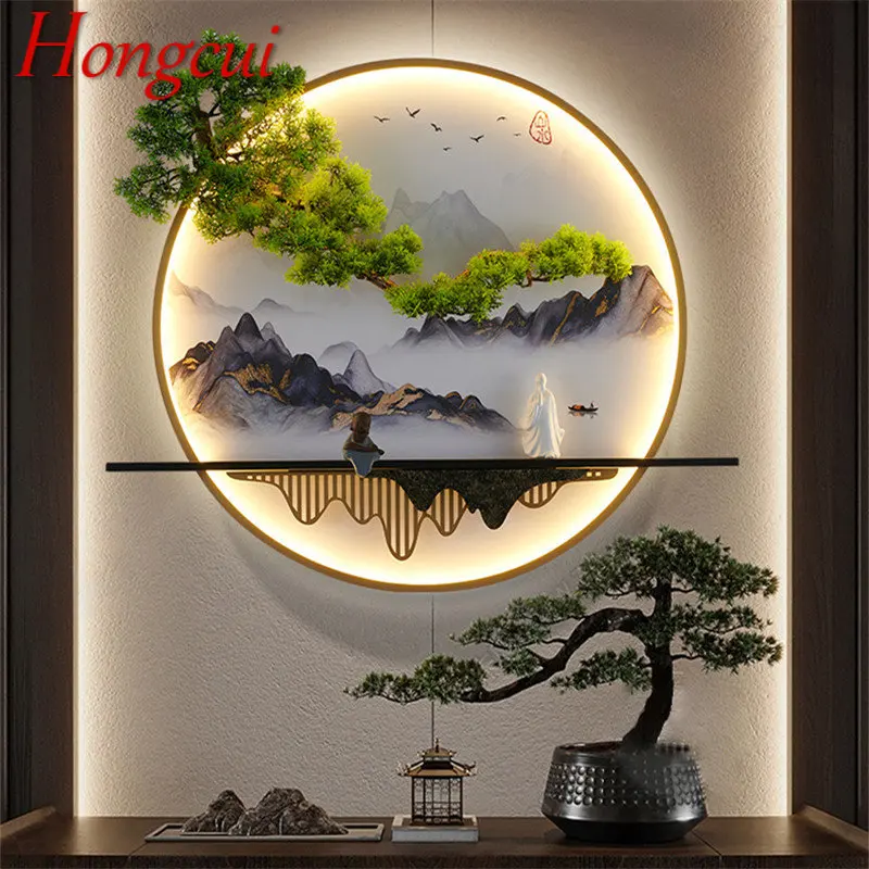 Hongcui Modern Wall Picture Light Inside Creative Chinese Landscape Mural Sconces Lamp LED for Home Living Bedroom Study
