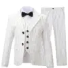 Children Luxurious White Stripe Photograph Suit Teen Kids Tuxedo Costume Flower Boys Jacket Vest Pants Bowtie 4PCS Wedding Dress