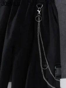 2PCS Women's Streetwear Outfits Loose Long Sleeve Shirt Ribbon Chain Cargo Pants 2 Piece Sets Korean Casual Unisex Couple Suit - Image 6