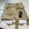 Y2K Retro Solid Color Design Women Cargo Mini Skirts A-line High Waist With Belt Hot Girls Club Skirt 2000s Vintage Irregular